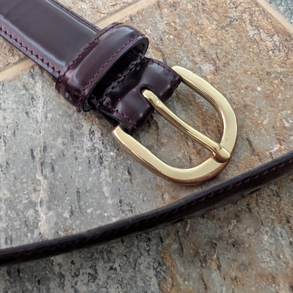 COACH Elegant Burgundy Leather Belt with Gold Buckle